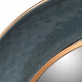 Dizajnové art deco nástenné zrkadlo Estee s kovovým okrúhlym rámom modrej farby so zlatým zdobením 88cm