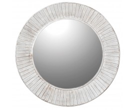 Vintage závesné zrkadlo Peyton bielej farby s ozdobným reliéfnym rámom 80cm