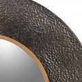 Dizajnové okrúhle zrkadlo Samei z kovu tmavohnedej farby so štruktúrovaným rámom 80cm