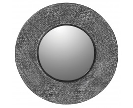 Sivé okrúhle textúrované nástenné zrkadlo Meriss v industriálnom štýle 