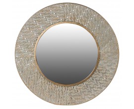 Orientálne okrúhle filigránové kovové zrkadlo Loran so zlatým efektom 