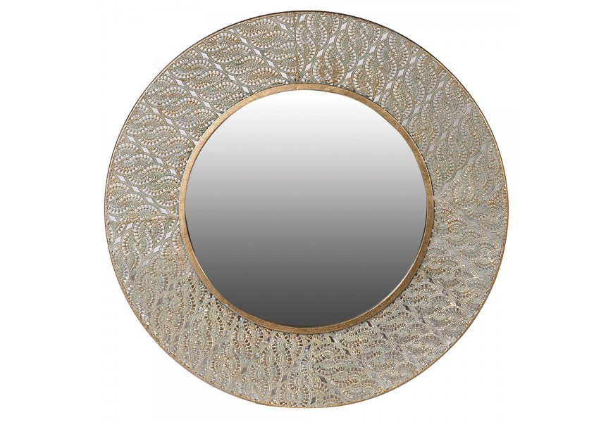 Filigránové nástenné zrkadlo Loran sprevádzané perforáciou zlatej farby