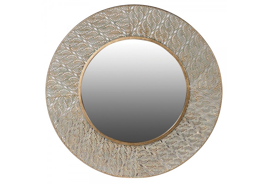 Filigránové nástenné zrkadlo Loran sprevádzané perforáciou zlatej farby