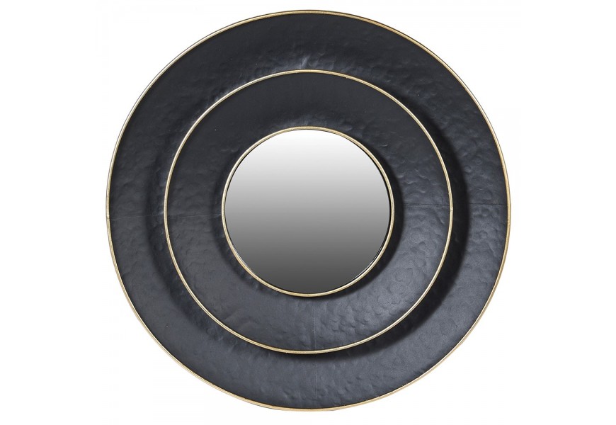 Okrúhle čierne zrkadlo s zlatým lemom, Lemiem 70cm
