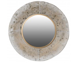 Zlaté okrúhle textúrované nástenné zrkadlo Meriss v industriálnom štýle
