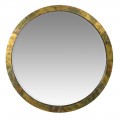 Okrúhle vintage nástenne zrkadlo s rámom s medenným vzhľadom a patinou