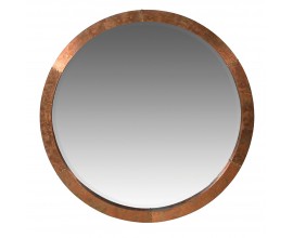 Industriálne okrúhle zrkadlo Barrata s mosadzným rámom v metalickom prevedení 92cm