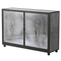 Moderná obývačková skrinka Classico v sivom prevedení z masívneho dreva a skla