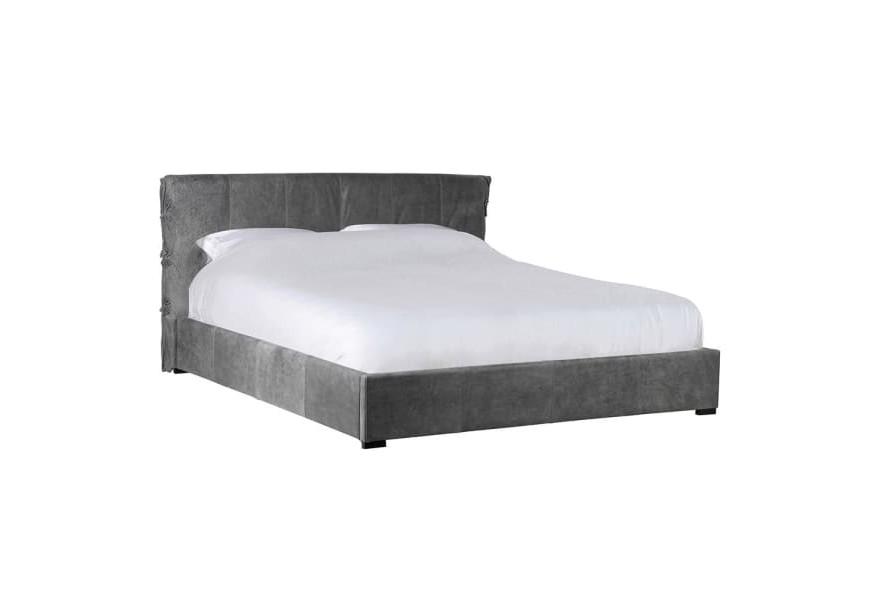 Štýlová manželská posteľ Bali s koženým poťahom v sivej farbe
