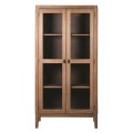 Vidiecka vitrína Barbadosa z masívneho dreva v prírodnom hnedom prevedení s poličkami a sklenenými dvierkami 180cm 