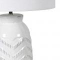 Moderná biela stolová lampa Chara s lanovým tienidlom 36cm