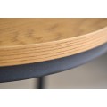 Set dvoch dizajnových okrúhlych konferenčných stolíkov Nadja v industriálnom štýle z kovu a dreva
