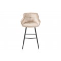 Glamour dizajnová barová stolička Rufus s béžovým champagne poťahom a čiernou konštrukciou z kovu 100cm