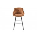 Štýlová glamour barová stolička Rufus s medeným hnedým čalúnením a čiernou konštrukciou z kovu 100cm