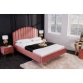 Glamour manželská posteľ Bentley v ružovom prevedení so zamatovým prešívaným čalúnením