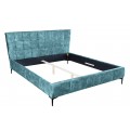 Dizajnová chesterfield manželská posteľ Velouria petrolejovej modrej farby s prešívaným čelom 160x200cm