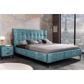 Dizajnová manželská posteľ Velouria petrolejovej modrej farby so zamatovým čalúnením 180x200