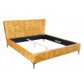 Dizajnová manželská manželská posteľ Velouria s horčicovožltým zamatovým čalúnením 160x200