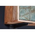 Dizajnový TV stolík Elentia z masívneho dreva a prírodného kameňa s tromi dvierkami 160cm