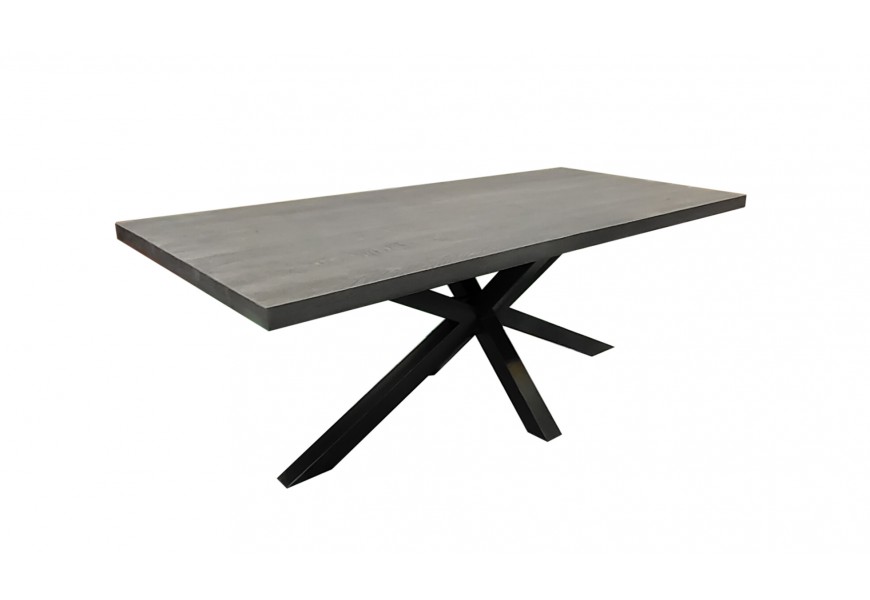 Dizajnový jedálenský stôl Comedor z masívneho dreva s kovovými prekríženými nohami 200