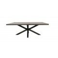 Dizajnový jedálenský stôl Comedor z masívneho dreva s kovovými prekríženými nohami 200