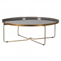 Art deco dizajnový konferenčný stolík Eedie zlato-sivej farby z kovu kruhového tvaru
