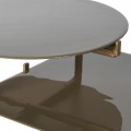 Dizajnový dvojitý príručný stolík Elve z kovu zlatej farby s lesklou glazúrou 51cm