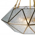 Dizajnová závesná lampa Erin so zlatou geometrickou konštrukciou z kovu a skla 68cm
