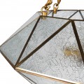 Dizajnová závesná lampa Erin so zlatou geometrickou konštrukciou z kovu a skla 68cm