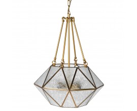 Art deco závesná lampa Erin geometrických tvarov so zlatou kovovou konštrukciou 65cm
