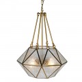 Art deco závesná lampa Erin geometrických tvarov so zlatou kovovou konštrukciou 65cm