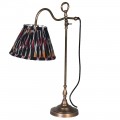 Dizajnová vintage stolná lampa Cuenca so zlatou kovovou podstavou a čiernym tienidlom s farebnými vzormi
