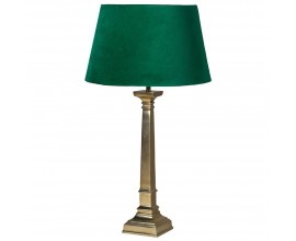 Vintage luxusná stolná lampa Pericles so zlatou kovovou podstavou a smaragdovozeleným tienidlom 75cm 