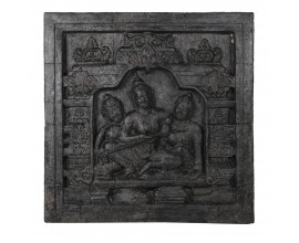 Orientálna nástenná dekorácia čiernej farby z cementu s reliéfom boha Vishnu 122cm