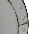 Dizajnové okrúhle nástenné zrkadlo Sigur s rámom z dreva a kovu s reliéfnym zdobením bielej farby 100cm