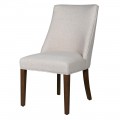 Dizajnová moderná jedálenská stolička Almera s krémovým textilným poťahom a hnedými nožičkami z dreva