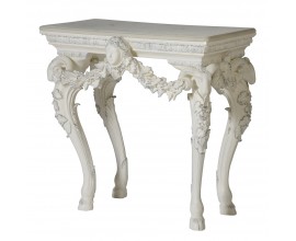 Barokový konzolový stôl Selin s vintage nádychom v bielej farbe 90 cm 