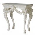 Konzolový barokový stôl Selin s vintage nádychom v bielej farbe