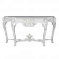 Luxusný barokový konzolový stolík Selin s vintage nádychom v bielej farbe 94 cm 