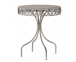 Vintage okrúhly kovový stôl v šedej farbe Elin 72 cm 
