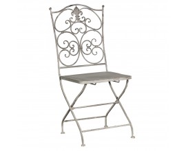 Štýlová vintage kovová skladacia stolička Manil v sivej farbe 92 cm 