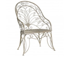 Vintage šedá kovová stolička s vysokým operadlom Milen