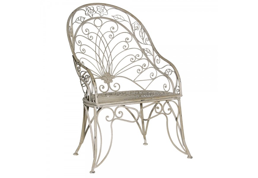 Vintage šedá kovová stolička s vysokým operadlom Milen