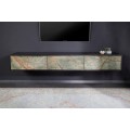 Dizajnový masívny TV stolík Elentia čiernej farby s kamennými dvierkami 200cm