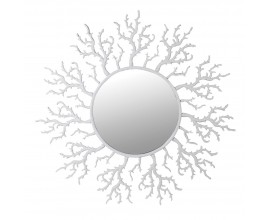 Dizajnové okrúhle zrkadlo Sallios s imitáciou koralov v bielej farbe 127cm