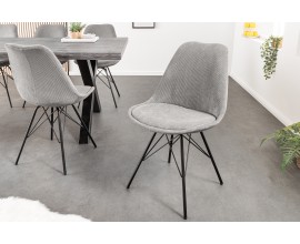 Dizajnová sivá stolička Scandinavia s menčestrovým čalúnením sivá