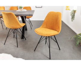 Čalúnená moderná stolička Scandinavia s menčestrovým poťahom horčicová žltá