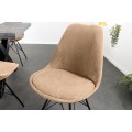 Moderná dizajnová stolička Scandinavia s menčestrovým čalúnením v ovsenej farbe