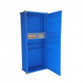 Industiálna barová skrinka Perez s dizajnom prepravného kontajnera z masívneho dreva modrej farby 180cm