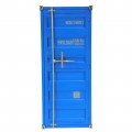 Industiálna barová skrinka Perez s dizajnom prepravného kontajnera z masívneho dreva modrej farby 180cm